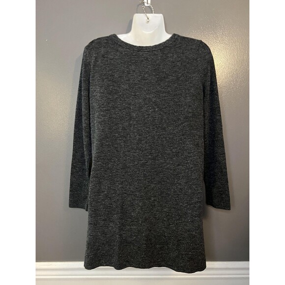 Clara Sunwoo Sweater Womens XS Gray Tunic High Low Hem Knit Stretch Made USA - Picture 4 of 6